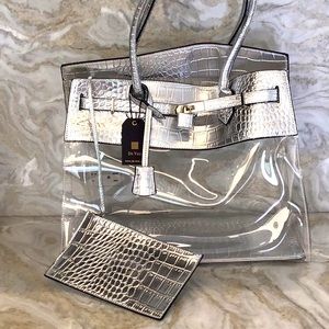 Clear and Silver Large Handbag